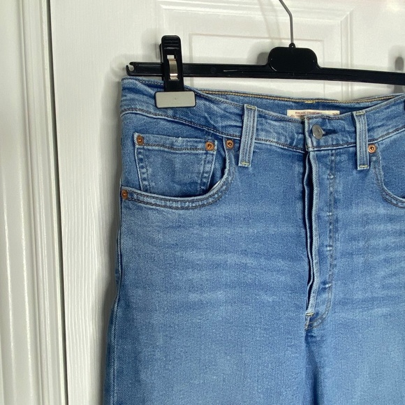 LEVI’S Ribcage Straight Ankle Distressed High Rise Button Fly Jeans Sz 30 EUC - Picture 5 of 16